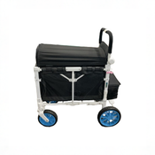 Shop Wonderfold W4 Luxe Quad Stroller Wagon, Volcanic Black Fabric, White Frame with Black Handlebar, Year Unknown at GoodBuy Gear