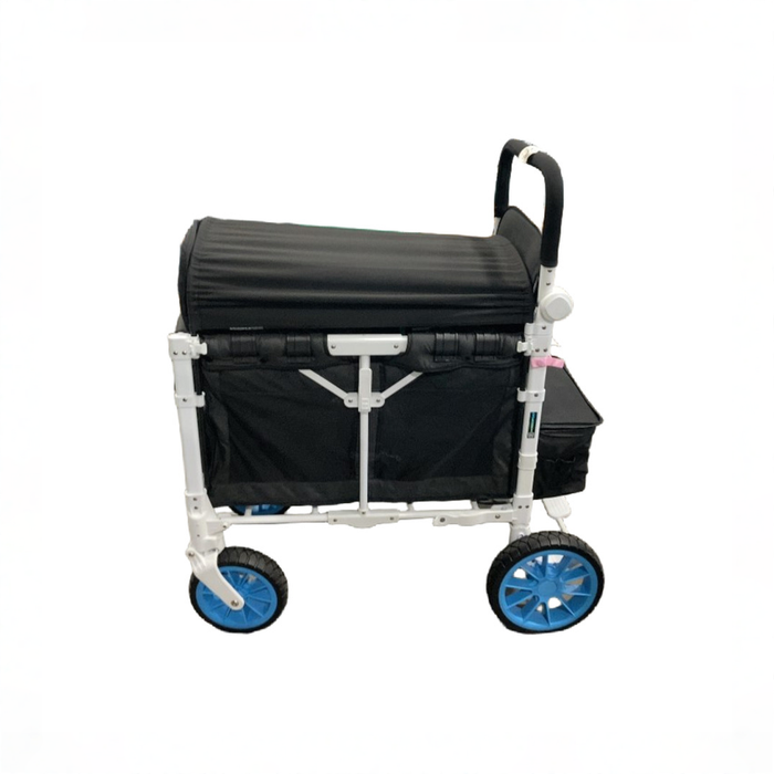 Shop Wonderfold W4 Luxe Quad Stroller Wagon, Volcanic Black Fabric, White Frame with Black Handlebar, Year Unknown at GoodBuy Gear