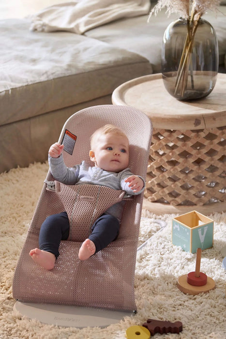 BabyBjorn Bouncer Bliss, Light Gray Frame, Dusty Pink Mesh