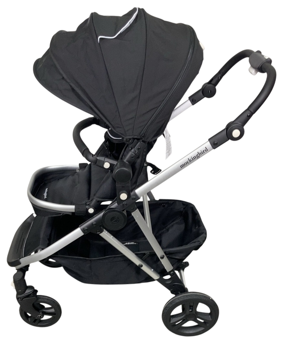 Shop Mockingbird Single to Double 2.0 Stroller, 2024, Black, Silver With Black Leather, Windowpane at GoodBuy Gear