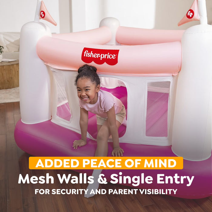 Fisher Price Bouncesational Indoor Inflatable Bouncer with Built-In Pump, Pink