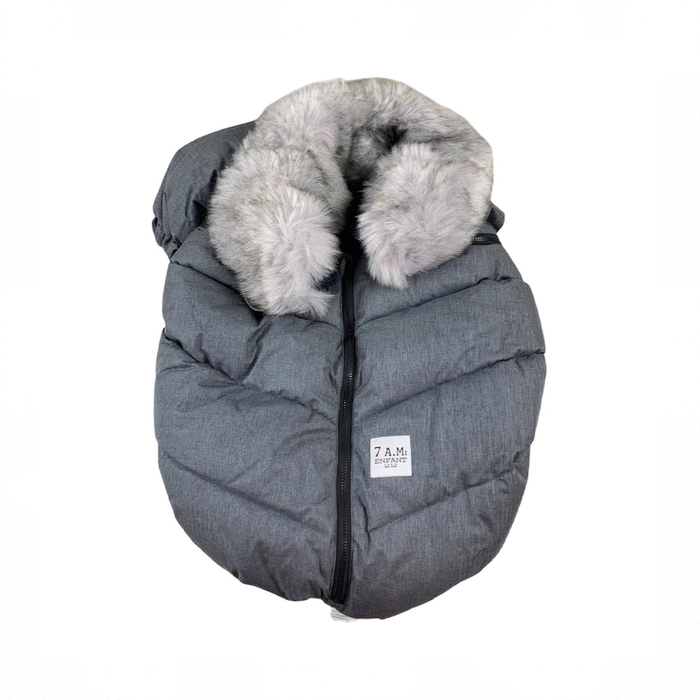 Shop 7 A.M. Enfant Tundra Car Seat Cocoon, Heather Grey Dark/Arctic Faux Fur at GoodBuy Gear