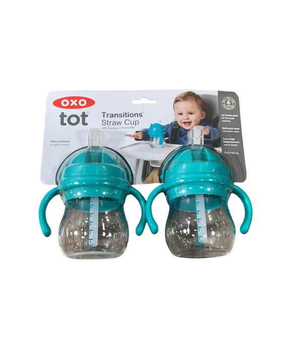 used OXO Tot Transitions Straw Cups with Handles Set, Teal