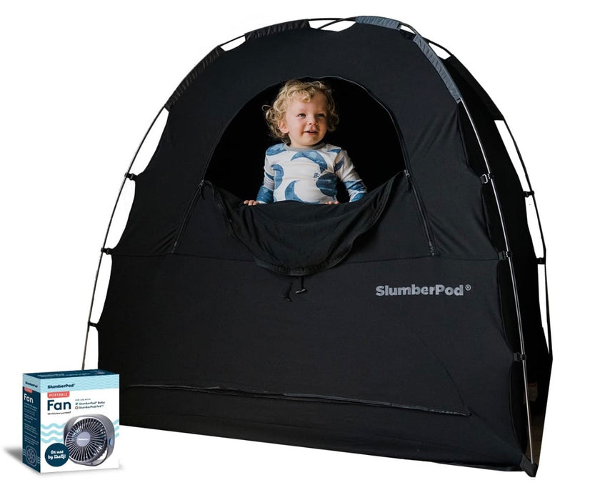 SlumberPod 3.0 Sleep Canopy with Fan, Black with Gray Accents