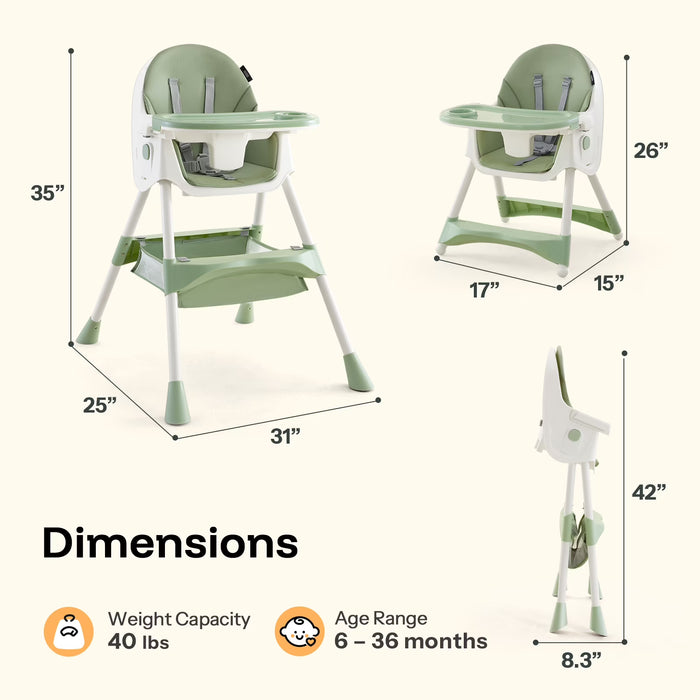 Harppa 4-in-1 Convertible High Chair, Green