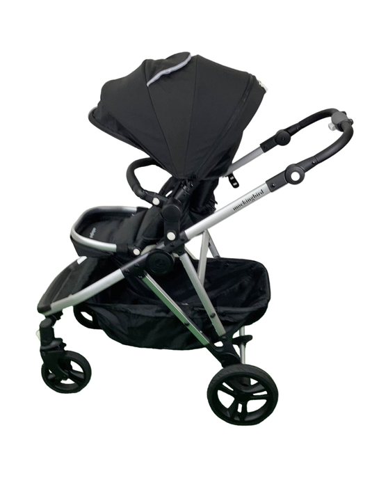 secondhand Mockingbird Single to Double Stroller, Matte Black with Matte Black Leather, Watercolor Drops, Black , 2023