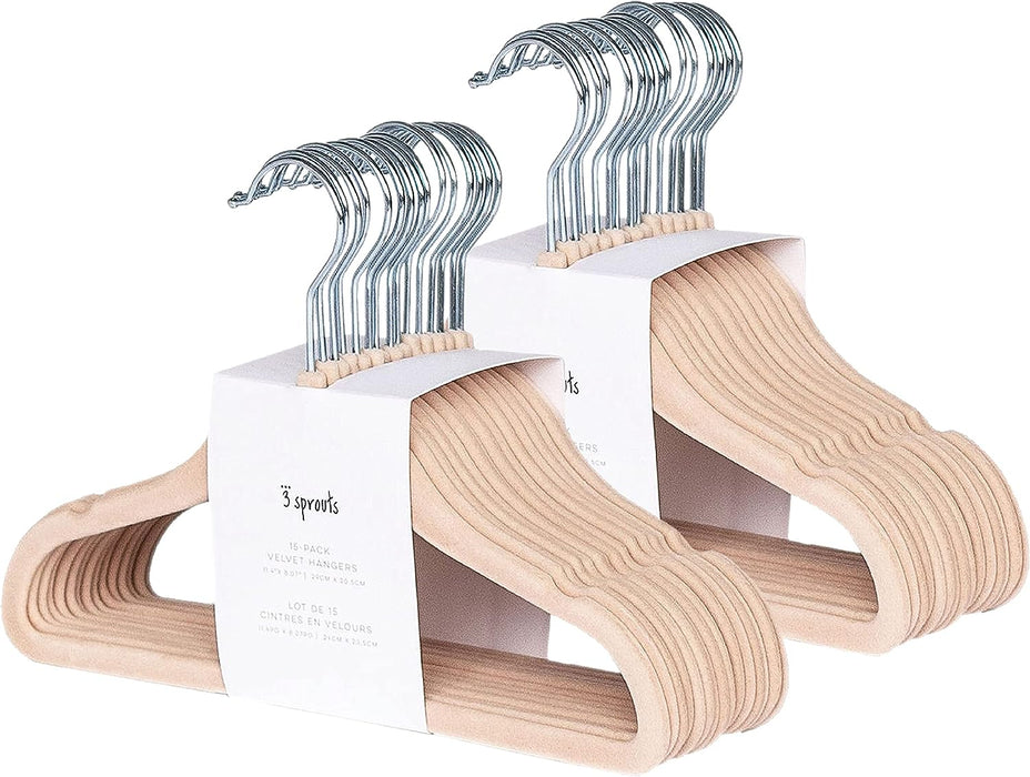 3 Sprouts Velvet Baby Hangers, 15 Pack, Hazelnut