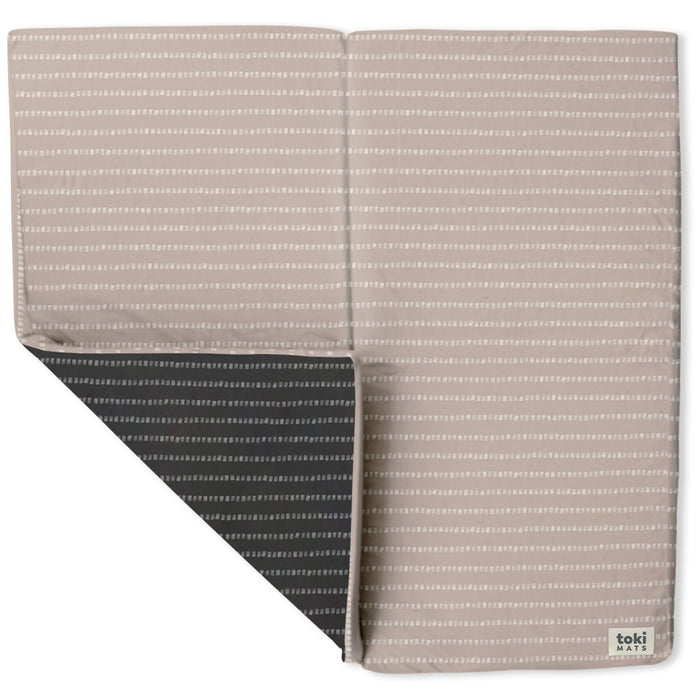 Toki Mats Padded Play Mat, Stripe in Light Grey