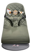 Shop BabyBjorn Bouncer Bliss Bundle With Toy Bar, Dark Gray Frame, Googly Eyes Black and White, Dark Green Woven Classic Quilt at GoodBuy Gear