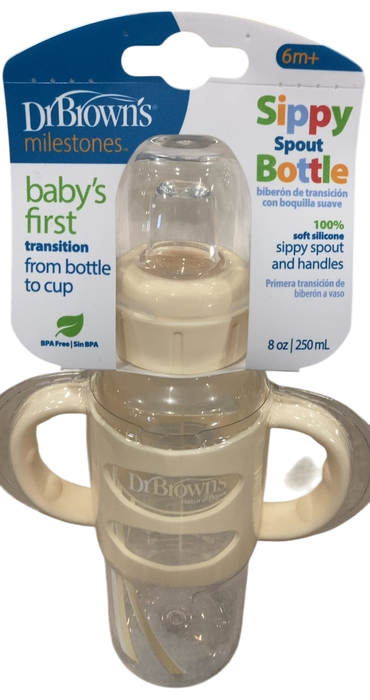 Shop Dr. Brown's Milestones Sippy Spout Bottle with Silicone Handles, 1 pack, 8 oz/250 ml, Ecru, Narrow-Neck at GoodBuy Gear