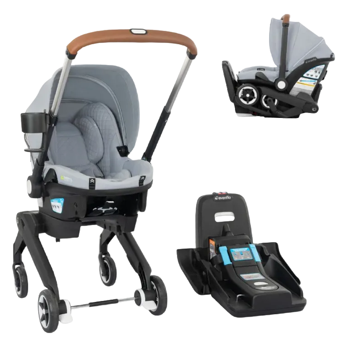 Shop Evenflo Shyft Dual Ride Infant Car Seat Stroller Combo, 2025, Quartz, with Carryall Storage and Green & Gentle Fabric at GoodBuy Gear