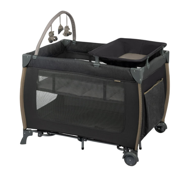 Shop Monbebe Play Yard with Full-Size Rocking Bassinet, Castle Point at GoodBuy Gear