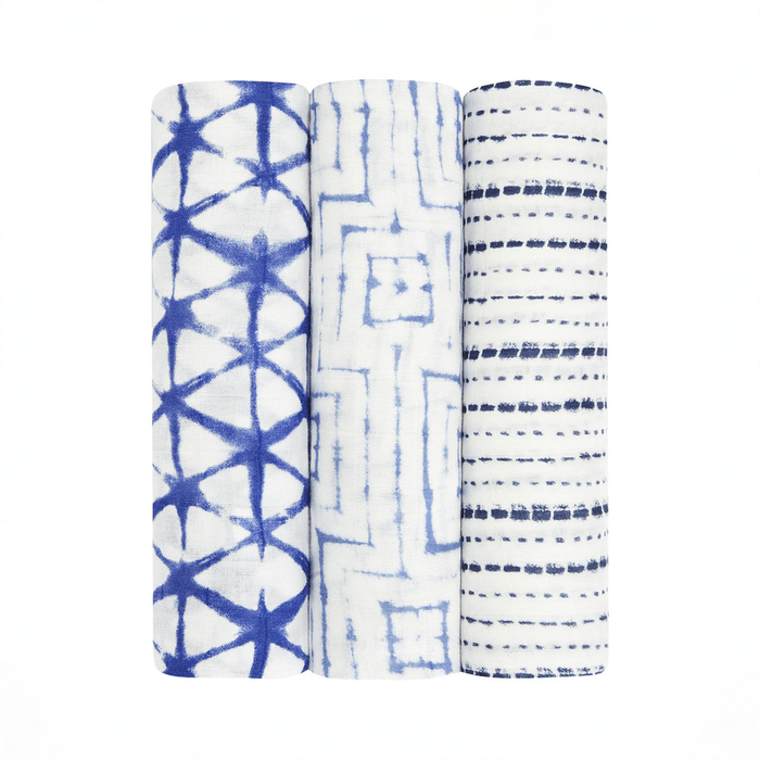 Shop Aden + Anais Silky Soft Swaddles (3 Pack), Indigo Shibori at GoodBuy Gear