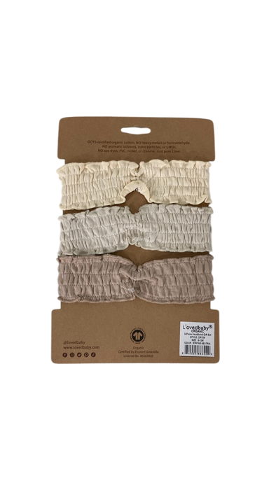 Shop L'ovedbaby Organic Smocked Headband 3-Pack, Staying Neutral at GoodBuy Gear