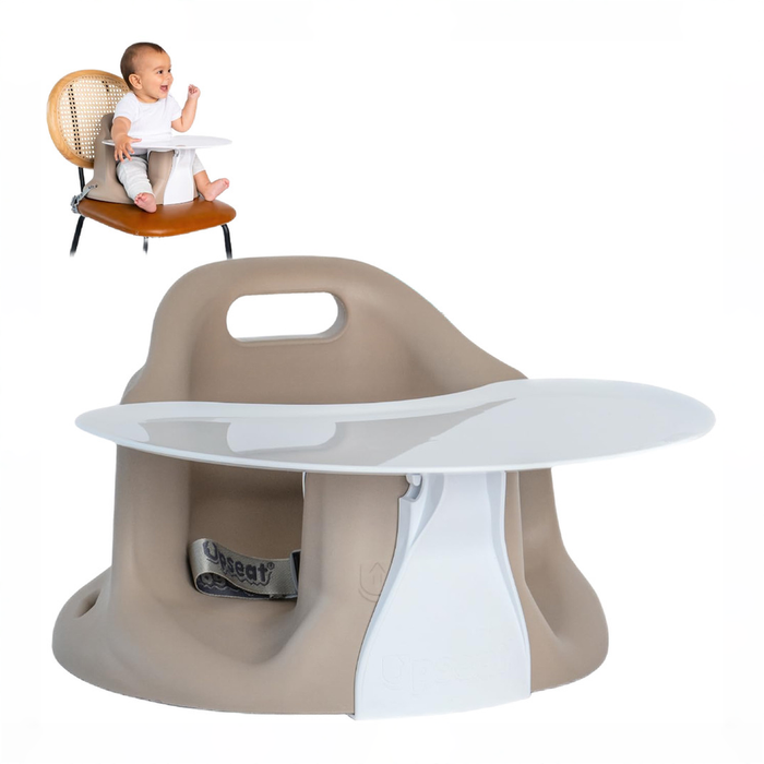 Shop Upseat Baby Floor & Booster Seat with Tray, Taupe at GoodBuy Gear