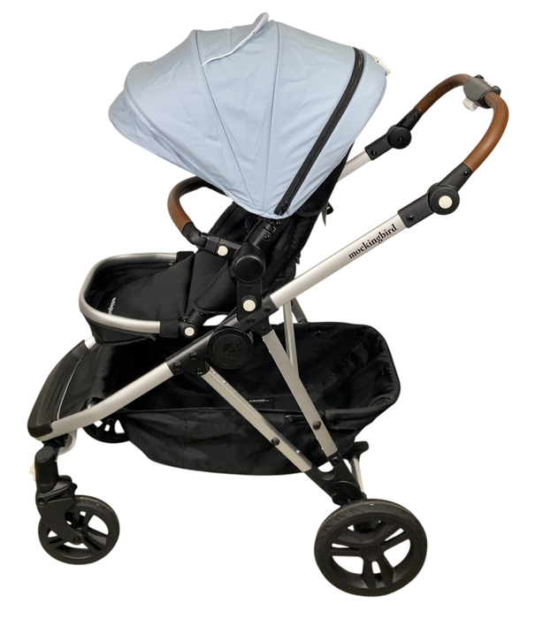 Shop Mockingbird Single to Double 2.0 Stroller, 2024, Silver With Penny Leather, Sky, Watercolor Drops at GoodBuy Gear