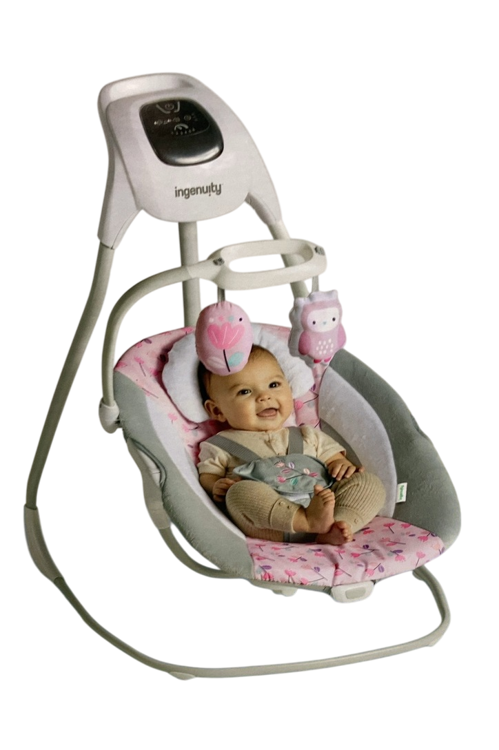 Ingenuity Simple Comfort 2-in-1 Swing Rocker, Pink Cassidy