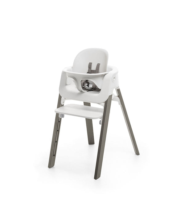 used Stokke Steps High Chair, White Seat Hazy Grey Legs