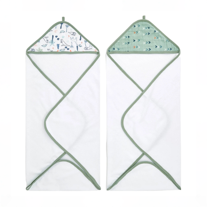 Shop Aden + Anais Essentials Cotton Muslin Hooded Towel, 2 Pack, Dinotime at GoodBuy Gear