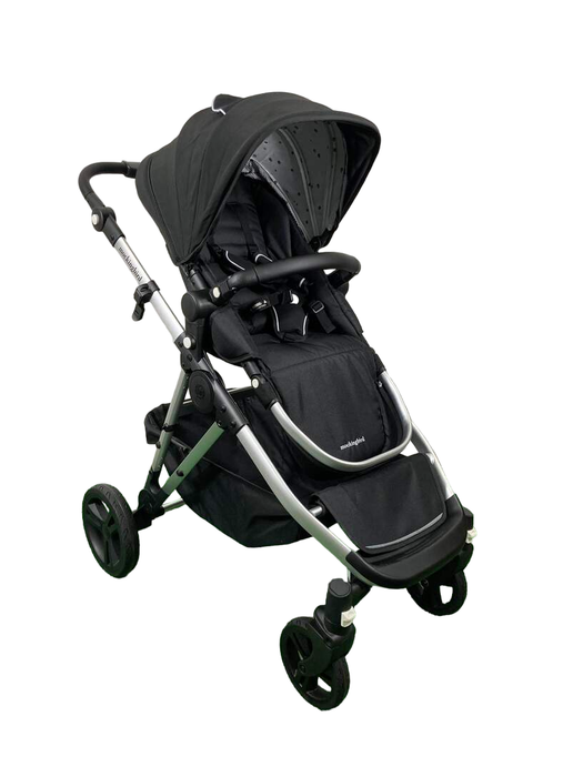 Shop Mockingbird Single to Double 2.0 Stroller, 2024, Silver with Black Leather, Watercolor Drops, Black at GoodBuy Gear