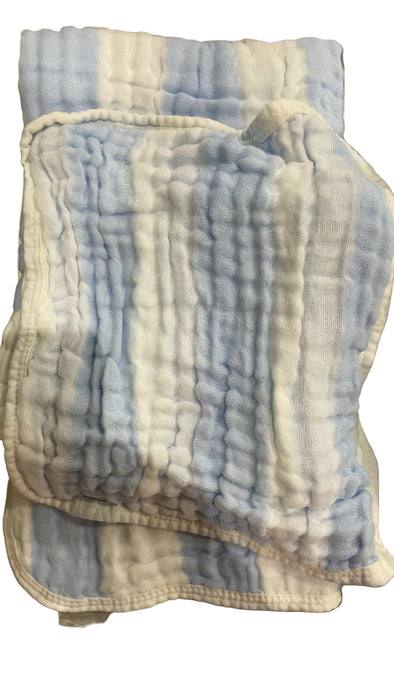HardNok Organic Muslin Hooded Baby Bath Towel 4 Piece Set, Blue Striped and White