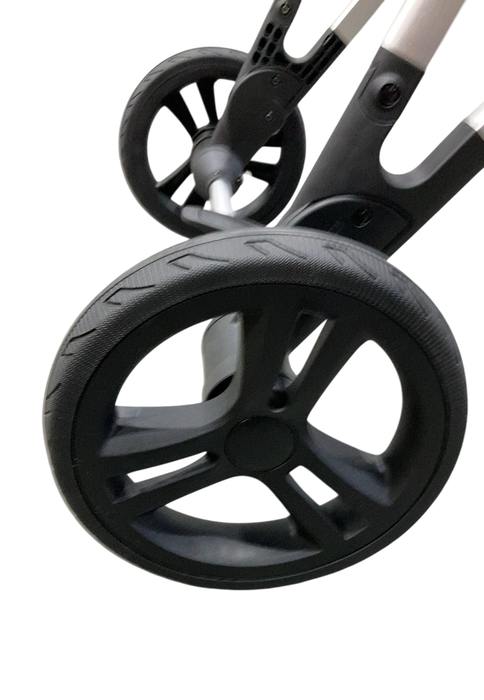 Shop Mockingbird 2.0 Single to Double Stroller Frame, 2024, Silver With Penny Leather at GoodBuy Gear