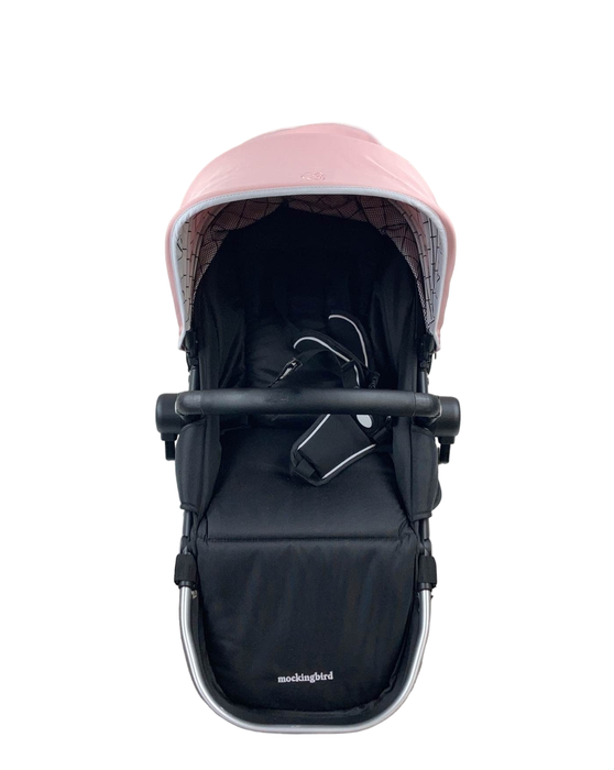 used Mockingbird 2nd Seat Kit with Extendable Canopy, Pink, Windowpane, Silver with Black Leather, 2021