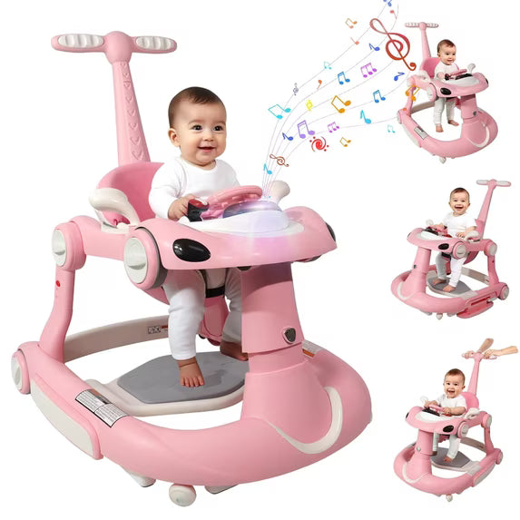 Baby Joy 7-in-1 Baby Walker, Pink/White