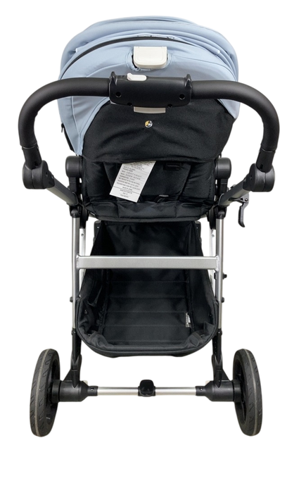 Mockingbird Single to Double 2.0 Stroller, 2025, Silver With Black Leather, Sky, Windowpane