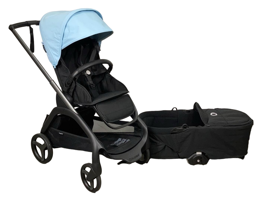 used Bugaboo Dragonfly Bassinet and Seat Stroller, Graphite, Midnight Black, Skyline Blue, 2023