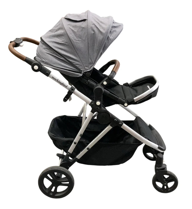 Mockingbird Single to Double 2.0 Stroller, 2025, Heather grey, Silver With Penny Leather, Solid Grey
