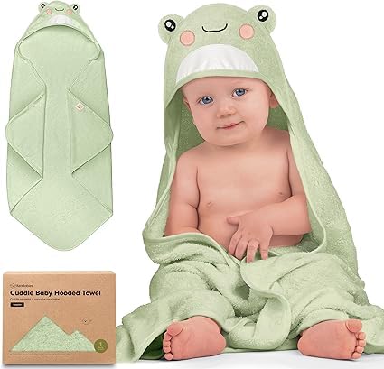 KeaBabies Baby Hooded Towel, Frog, Regular