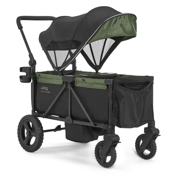 Delta Children Jeep Evolve Jxp All-terrain 2-seater Stroller Wagon, Black w/ Green