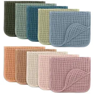 Comfy Cubs Burp Cloths, Multicolor, 10 Pack, Muslin