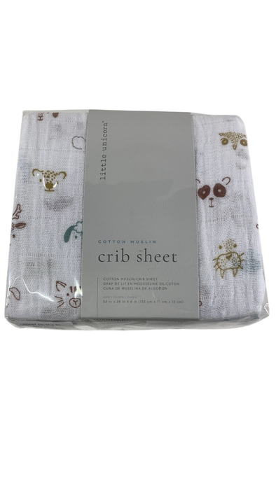 Shop Little Unicorn Cotton Muslin Fitted Crib Sheet, Animal Crowd at GoodBuy Gear