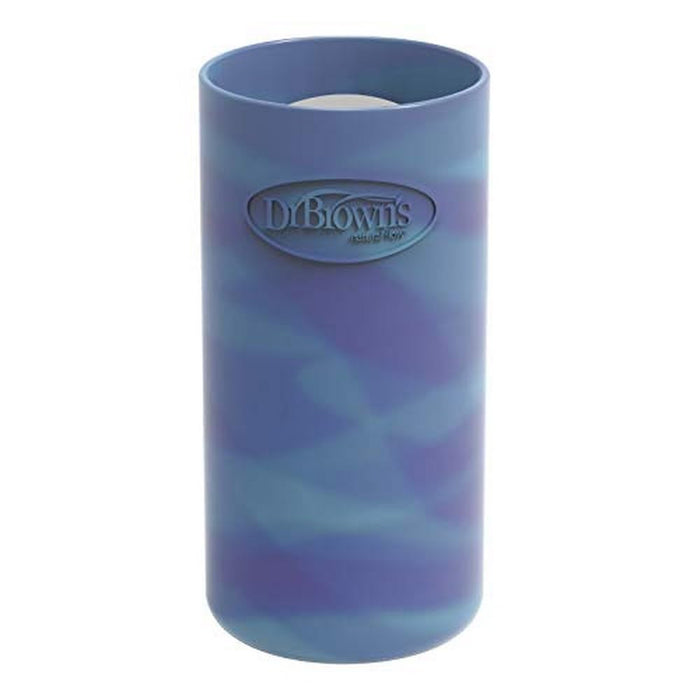 Dr. Brown's Natural Flow Options+ Narrow Glass Bottle Silicone Sleeve, 8oz, Glow in the Dark Blue