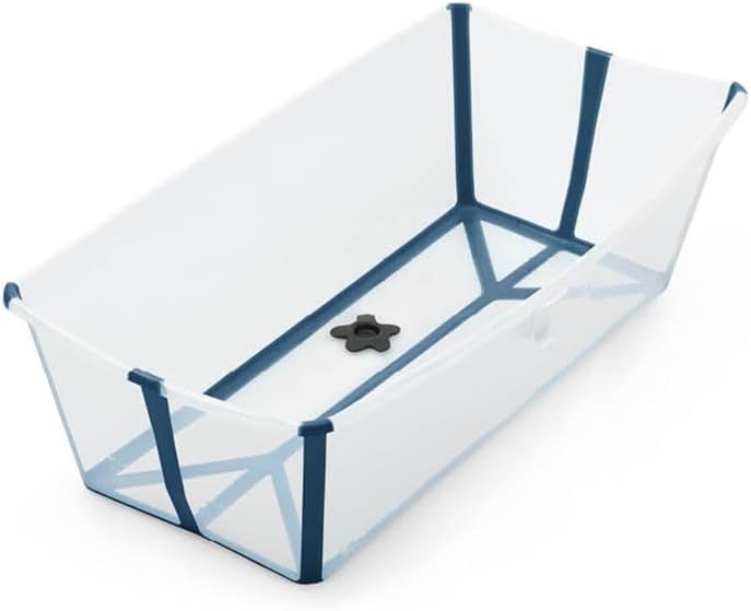 Stokke Flexi Bath Foldable Baby Bathtub, Transparent Blue, XLarge