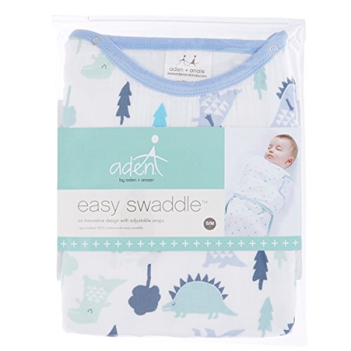 Aden + Anais Essentials Easy Wrap Swaddle, 3-6 Months, Blue dino