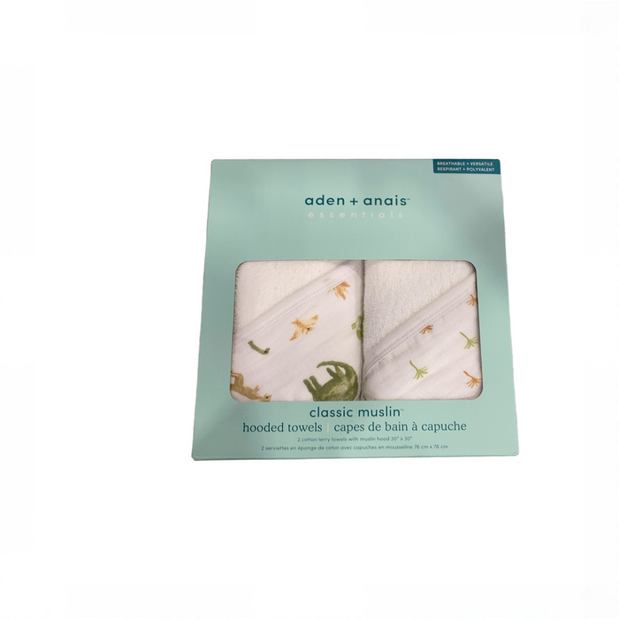 Shop Aden + Anais Essentials Cotton Muslin Hooded Towel, 2 Pack, Dino Jungle at GoodBuy Gear