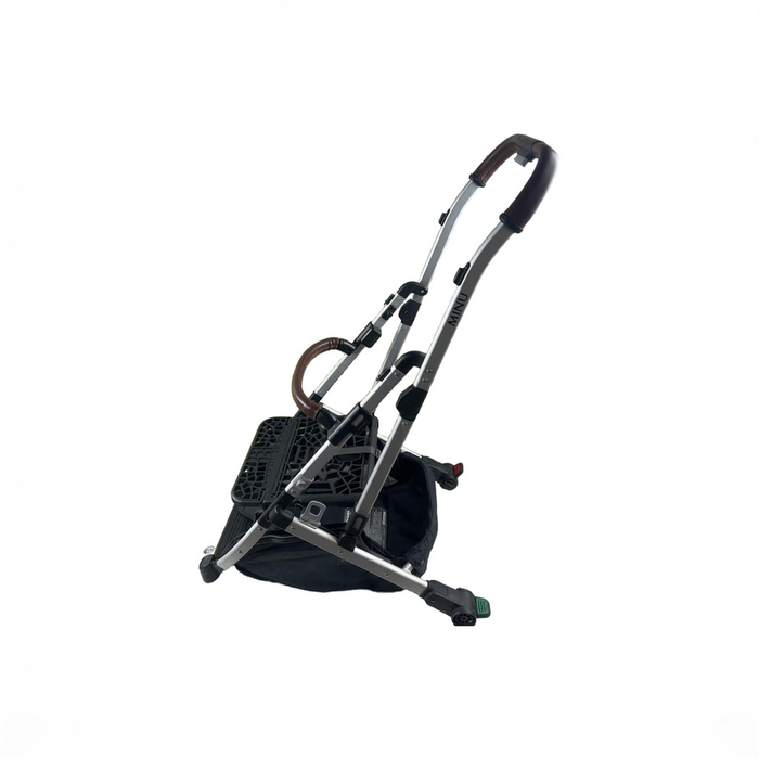 Shop UPPAbaby MINU V2 Stroller Frame, 2022, Silver with Saddle Leather at GoodBuy Gear