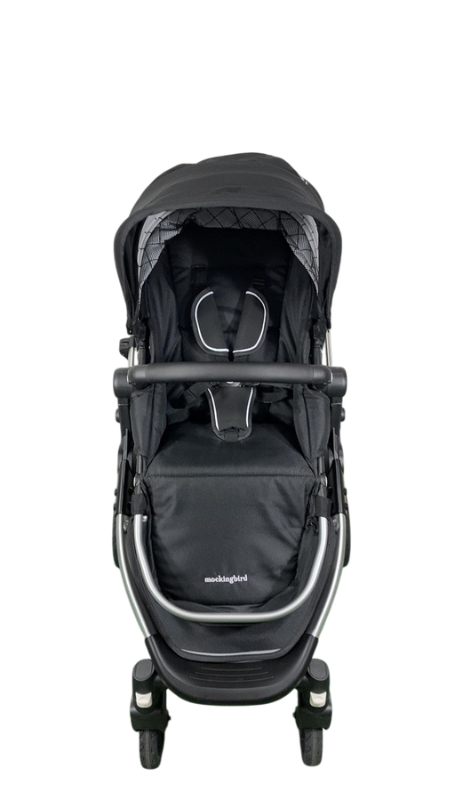 Shop Mockingbird Single 2.0 Stroller, 2024, Black, Silver With Black Leather, Windowpane at GoodBuy Gear