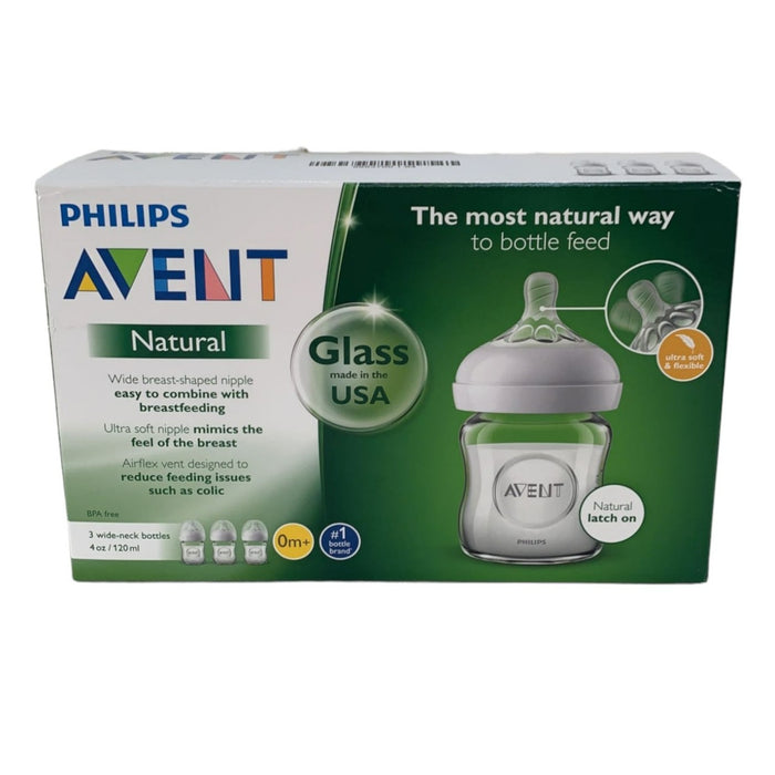 Philips Avent Natural Glass Bottle, 4 Ounce, 3 Pack