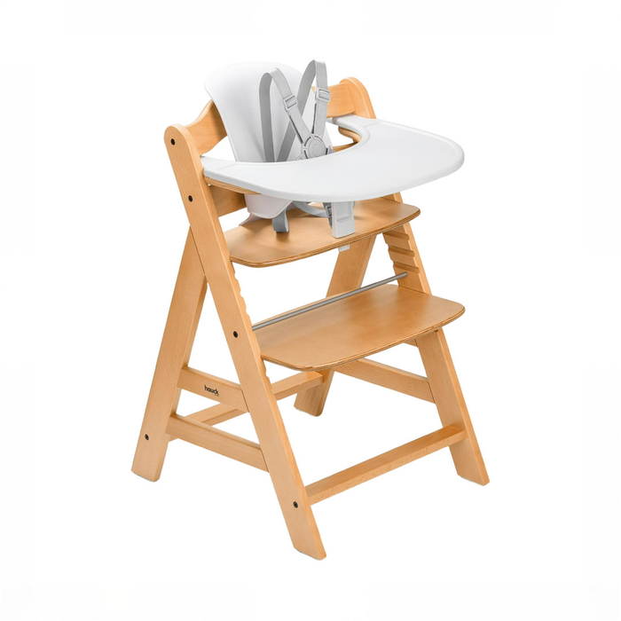 Shop Hauck Alpha+ Adjustable Wooden High Chair Set, Natural, White Set, Without Cushion at GoodBuy Gear