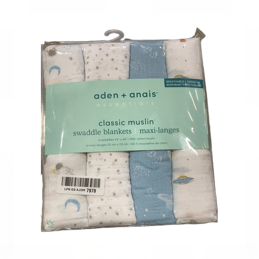 Shop Aden + Anais Cotton Muslin Swaddles Pack of 4, Space Explorers at GoodBuy Gear