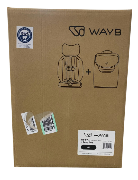 Shop WAYB Pico Portable Car Seat Bundle, Jet, 2024, with Carry Bag at GoodBuy Gear