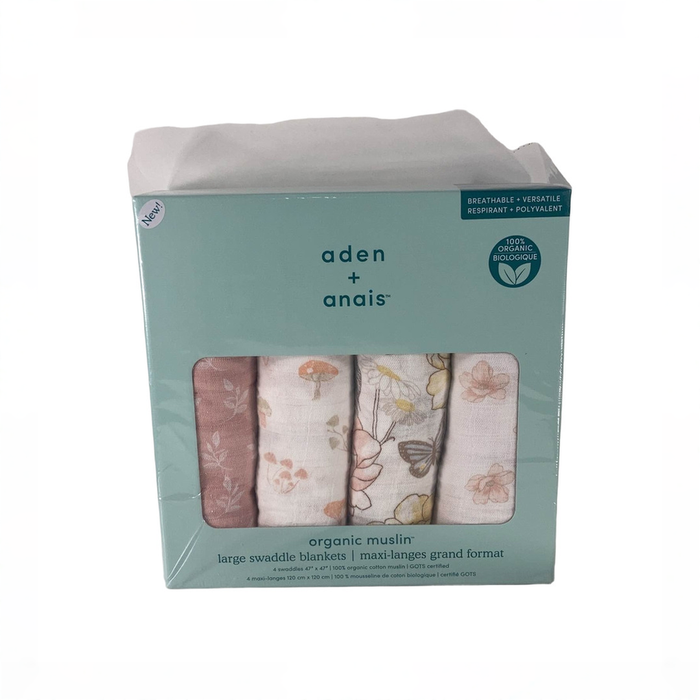 Shop Aden + Anais Cotton Muslin Swaddle, 4 Pack, 47" x 47", Earthly, Organic Muslin at GoodBuy Gear