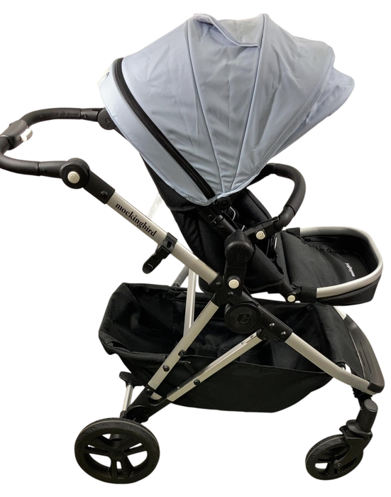 Shop Mockingbird Single to Double 2.0 Stroller, 2024, Silver With Black Leather, Sky, Watercolor Drops at GoodBuy Gear