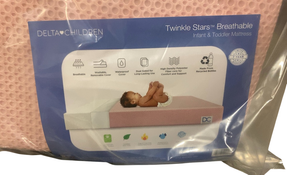 Shop Delta Children Twinkle Stars Crib And Toddler Mattress, Pink at GoodBuy Gear