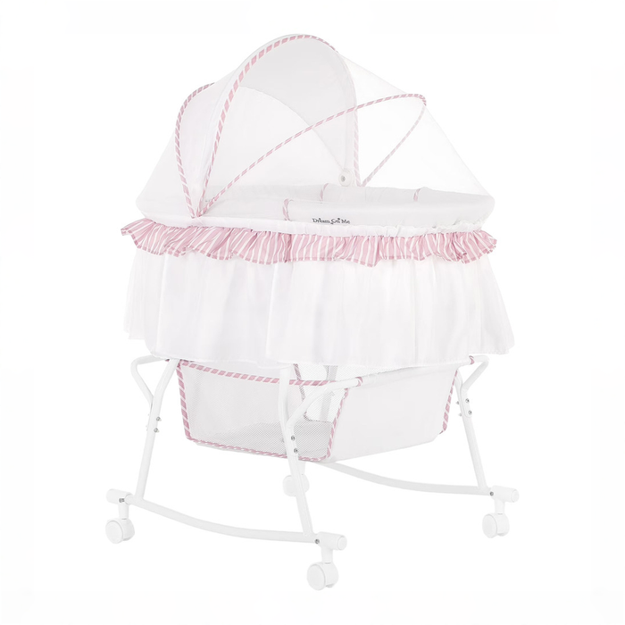 Shop Dream On Me Lacy Portable 2-in-1 Bassinet, Pink and White at GoodBuy Gear