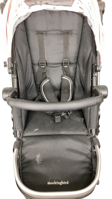 Shop Mockingbird Single 2.0 Stroller, 2024, Bloom, Silver With Black Leather, Watercolor Drops at GoodBuy Gear